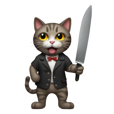 cat holding a knife sticker