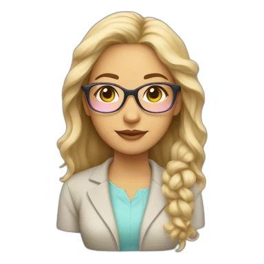 A pretty, half-haired teacher with pastel-colored glasses sticker