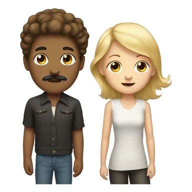 brown-haired boy with mustache with blonde girl sticker