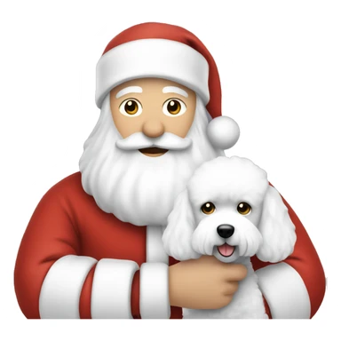 Caucasian Santa holding one white bichon sticker