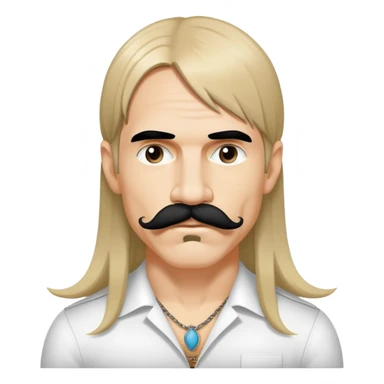 face of a rock singer with signature mustache and long hair, inspired by Anthony Kiedis sticker