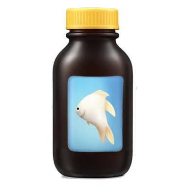 Dark glass bottle with fish oil sticker