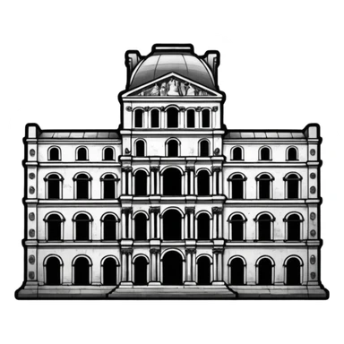 I want a graffiti style Louvre museum sticker. 
it must be black and white sticker