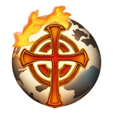 Celtic cross with Earth on fire  sticker