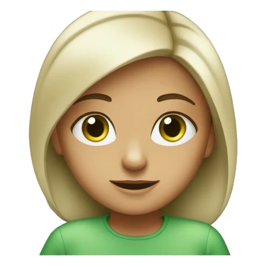 girl with green eyes looking at laptop sticker