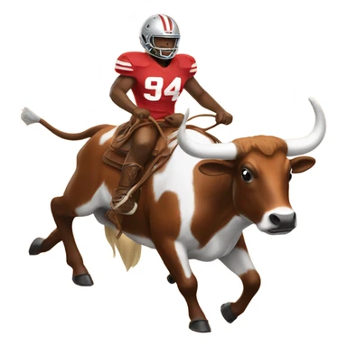 Buckeye mascot riding a longhorn sticker