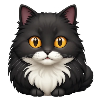 black fluffy cat with white paws and a white stomach  sticker