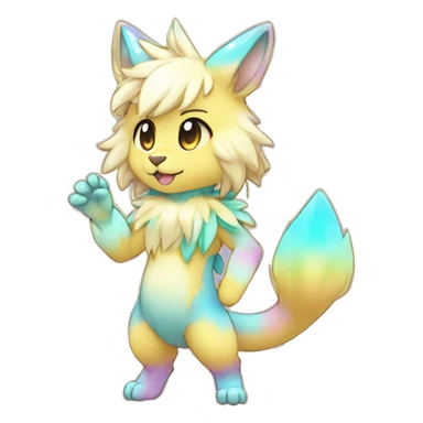 Anthro Shiny Colorful Pastel Glitter Sparkle Stars Gradient Anime Chibi Animal-Fakémon-Pokémon-Hybrid Fur Sona Aesthetic Trending Style Full Body sticker