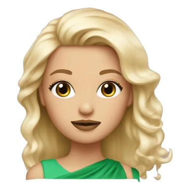emoji femme blonde cheveux long avec yeux vert, long cils et bouche rosé et bronzer au teint hallé sticker