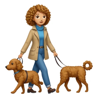 dog man getting walked by tan woman with curly hair sticker