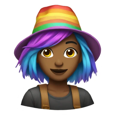 paislee wearing a stupid hat and rainbow hair sticker