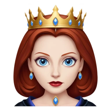 Evil queen with Auburn hair and blue eyes sticker