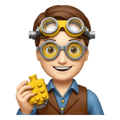 Steampunk Inventor yellow lego toy sticker