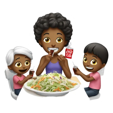 Family eating coke slaw sticker