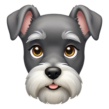 Cinematic Noble Miniature Schnauzer Portrait Emoji, Standing with a proud and stately demeanor, showcasing a sharply defined, salt-and-pepper fur with distinguished eyebrows and a confident, alert expression, simplified yet exquisitely detailed, glowing with a refined, dignified radiance, high shine, exuding intelligence and classic noble charm, soft glowing outline, capturing the essence of a noble Miniature Schnauzer that commands attention with effortless style! sticker