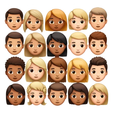 group of children's heads with various hairstyles, fun and diverse sticker