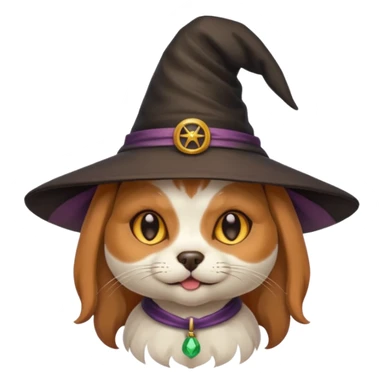 cat/dog combined with cute witch hat sticker