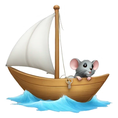 little cute mouse on a sailboat  sticker