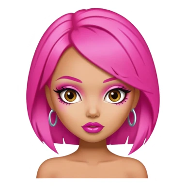 pretty bratz baddie, hot pink hair sticker