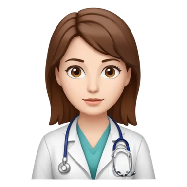 Female doctor with brown hair and white  sticker