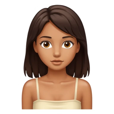 A tanned girl's face wet long dark brown hair with ivory tube top sticker