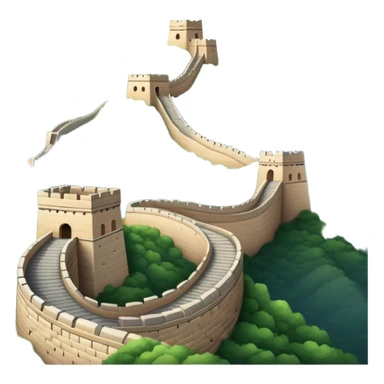Great Wall of China, winding along mountain ridge, iconic stone structure, emoji style sticker