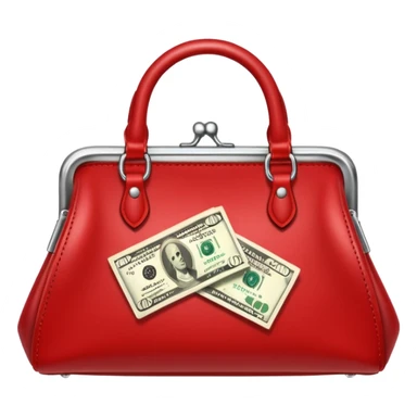 elegant raed purse with dollar bills sticking out sticker