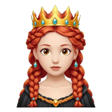 braided hair fire princess with dark crown, red hair sticker