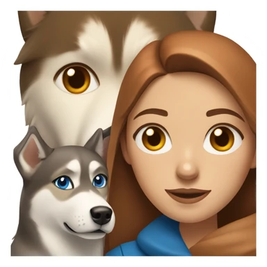 Woman brown hair blue eyes with Husky Copper beige  sticker