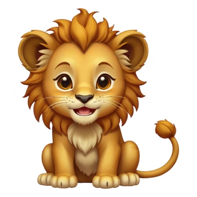 Cinematic Comical Lion Cub Portrait Emoji, Head tilted dramatically with an exaggeratedly amused expression, featuring a striking tawny Fur with a flamboyant mane and wide, expressive amber eyes filled with playful disbelief, Simplified yet hilariously expressive features, highly detailed, glowing with a slightly sassy glow, high shine, dramatic yet playful, stylized with an air of cheeky jungle mischief, bright and endearing, soft glowing outline, capturing the essence of a spirited and over-the-top Lion Cub, so meme-worthy it feels like it could roar its way into internet fame instantly! sticker