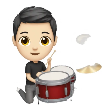 teenager with white skin and short hair playing drums sticker