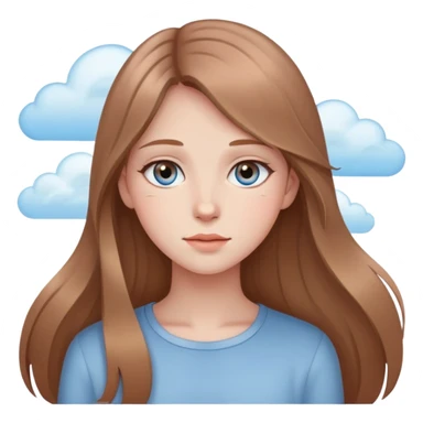Defined Girl with long thin, light-brown hair, sky eyes, lots of blush sticker