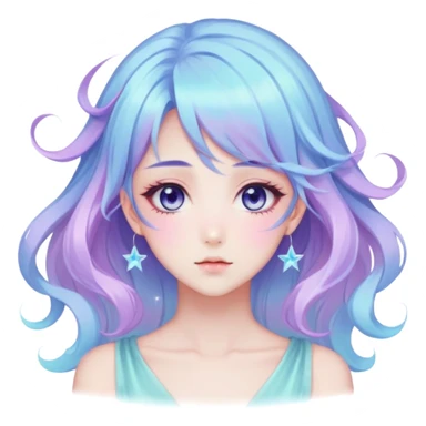 Beautiful gorgeous anime lady with beautiful nebula hair, fashion aesthetic, ethereal, fairycore, pastelcore  sticker