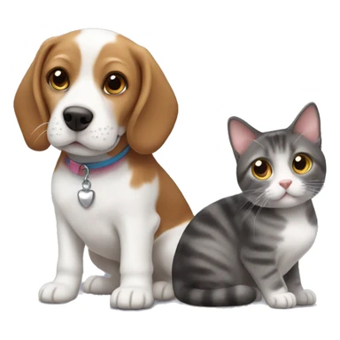 Beagle and gray munchkin cat sticker