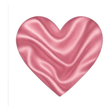heart with a pink satin fabric texture, clean digital illustration, no background sticker