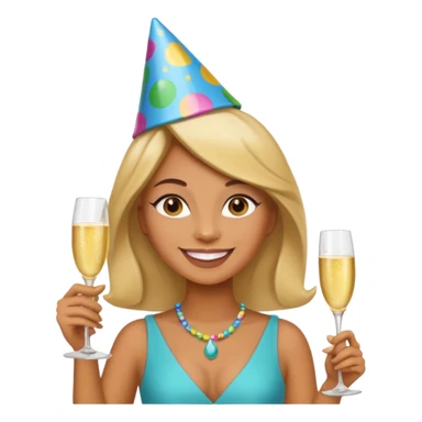 leo woman holding a champagne glass, authentic apple emoji style, simple and bold sticker