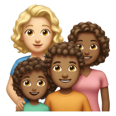 Family of 5. Dad brown hir, mom dark-brown curly hair, oldest boy blonde curl hair, oldest girl light brown hair, toddler boy, brown hair. sticker
