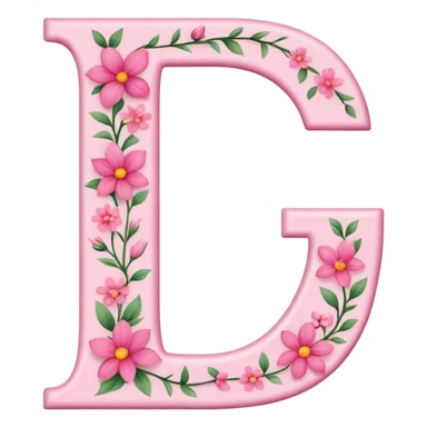 Pink, romantic, flowery, the letter “D” sticker