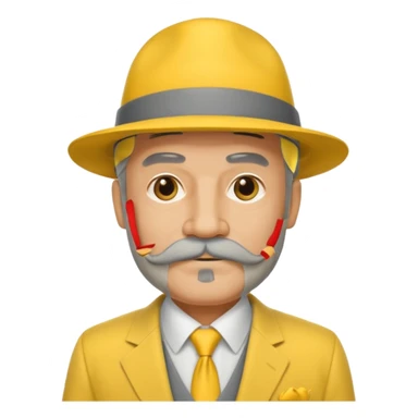 middle aged mobster with yellow colored suit and hat and grey mustache and grey beard sticker