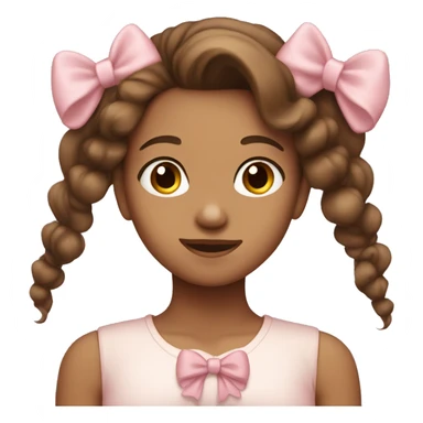brown long haired girl with light pink bow in hair sticker