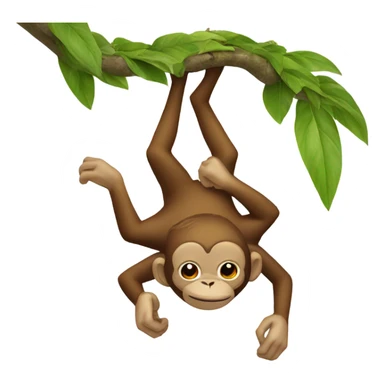Upside down monkey hanging off a tree sticker