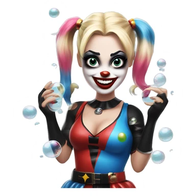 Harley Quinn popping bubbles  sticker