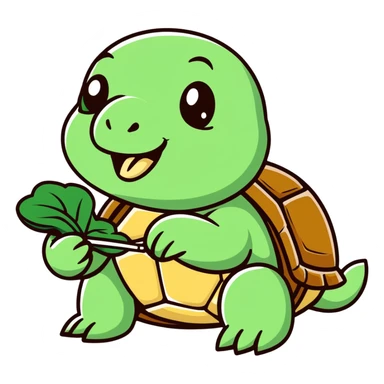 Tortoise eating spinach getting strong sticker