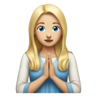 Blonde girl blue eyes praying on knees
 sticker