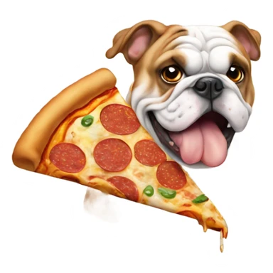 English bulldog eating pizza sticker