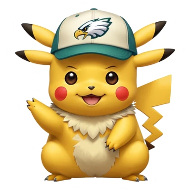 Pickachu with a eagles hat sticker