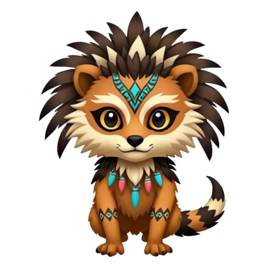 a colorful dark edgy cute vernid-fionbri-creature with tribal markings full body sticker