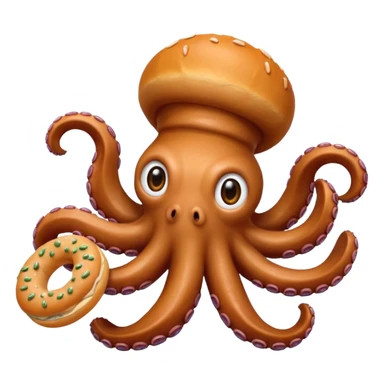 octopus holding bagel sticker