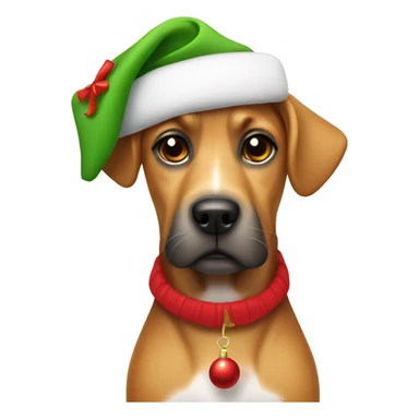 Dog with a Christmas hat kn sticker