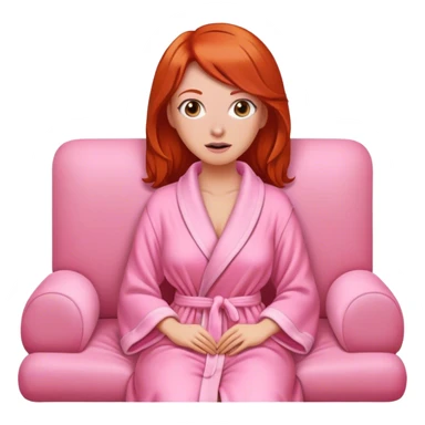 Red head woman wrapped in a pink dressing gown led on the sofa sticker